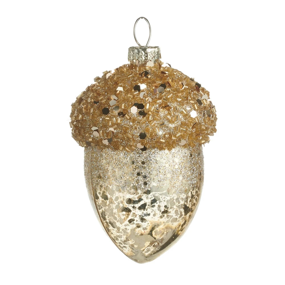Gold Glittered Acorn Ornament Christmas Ornament RAZ 