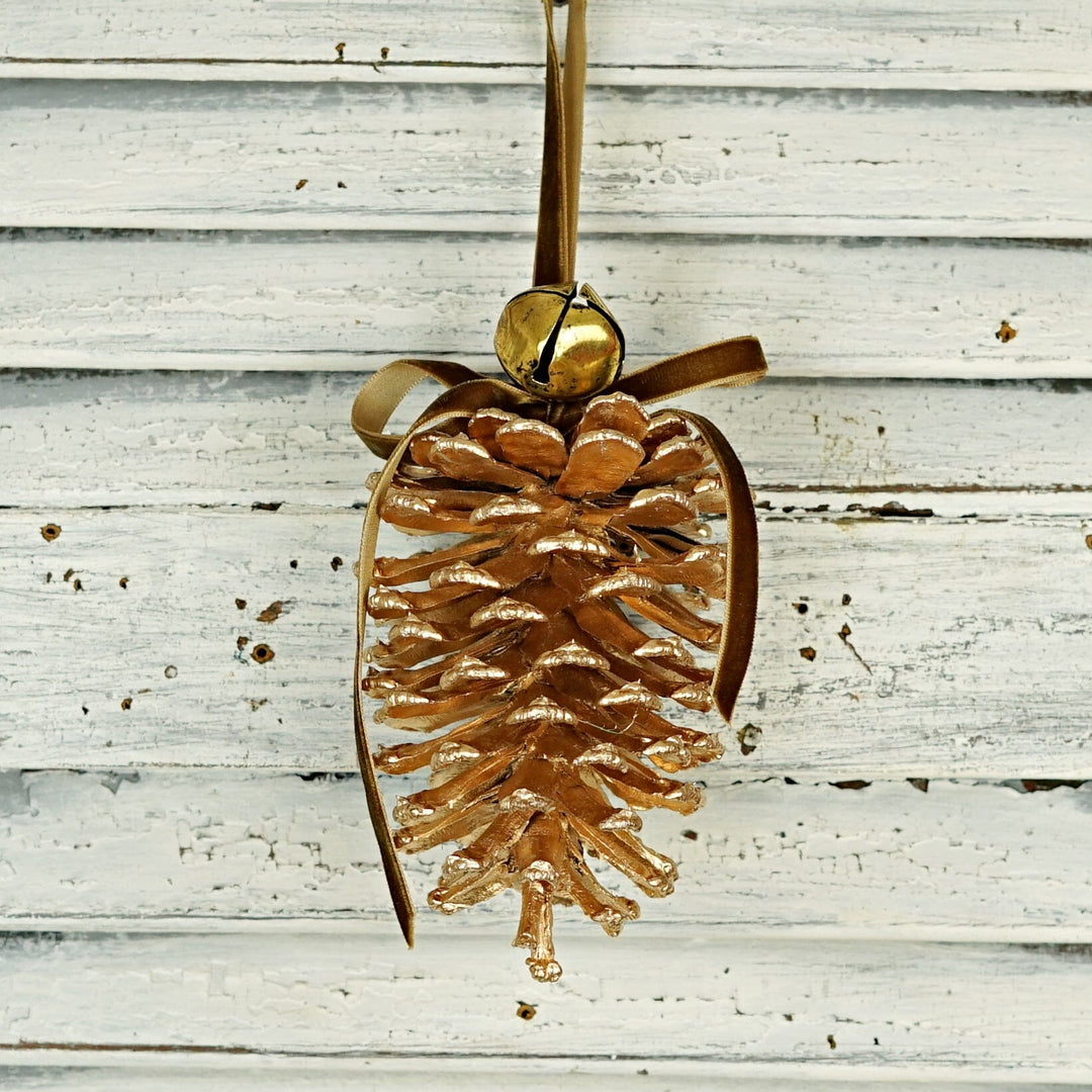 Gold Jumbo Pinecone with Bell Christmas Decor Impressive Enterprises 