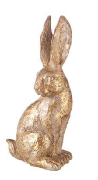 Gold Leaf Rabbits 4.75" Easter Decorations RAZ Side Facing 