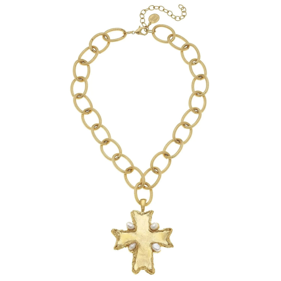 Gold Modern Cross Chain Necklace Womens Necklace Susan Shaw 