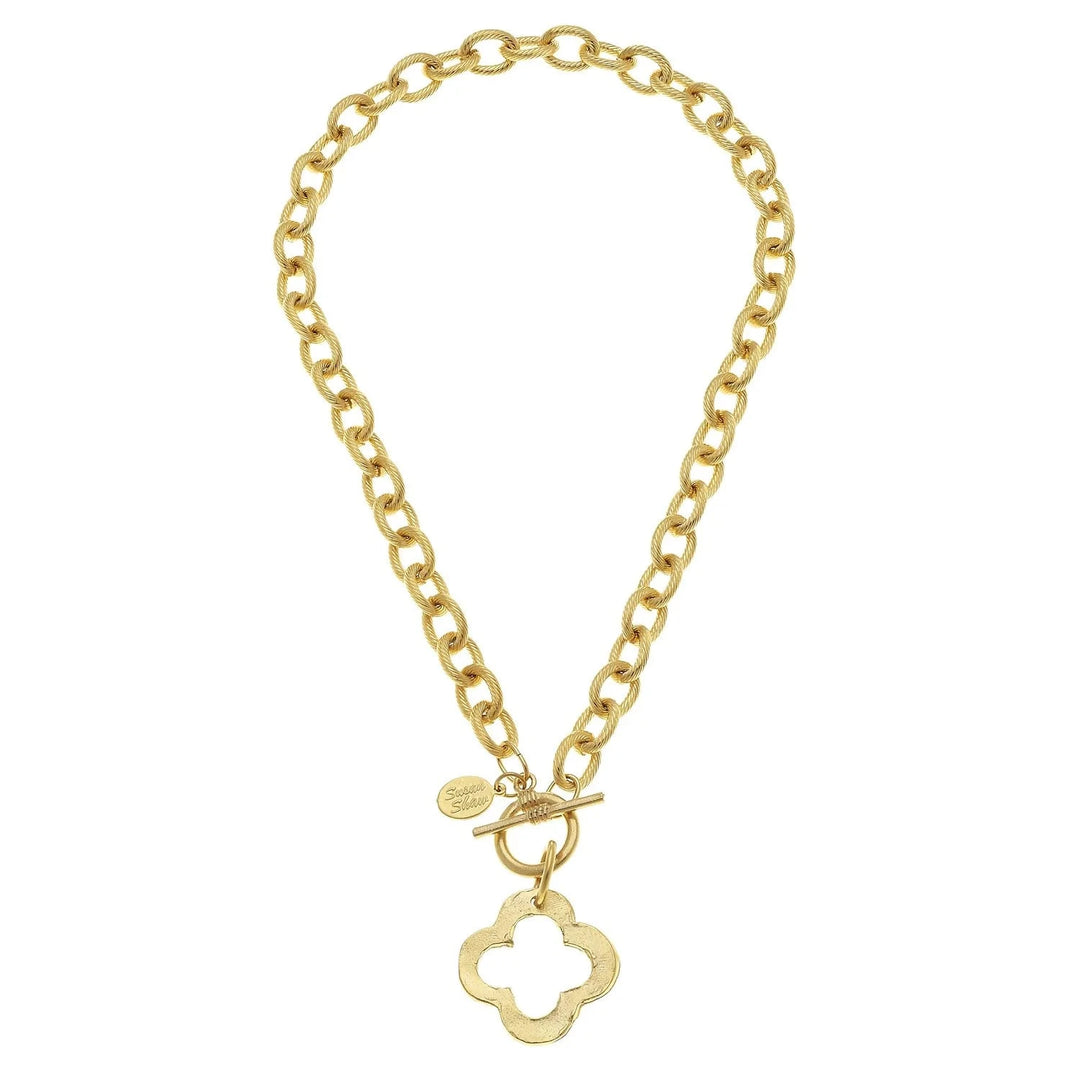 Gold Open Clover Toggle Necklace Womens Necklace Susan Shaw 