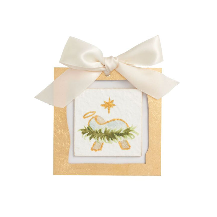 Gold Painted Acrylic Ornaments Christmas Ornament MudPie Baby Jesus 