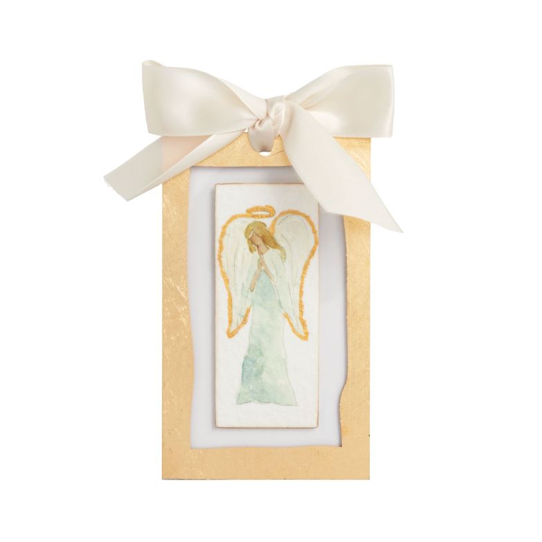 Gold Painted Acrylic Ornaments Christmas Ornament MudPie Front Angel 