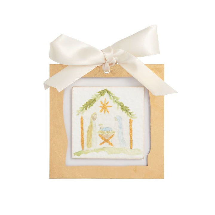 Gold Painted Acrylic Ornaments Christmas Ornament MudPie Nativity Gold 