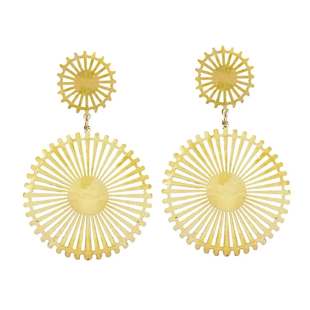 Gold Pinwheel Drop Earrings Womens Earrings St. Armands Designs 