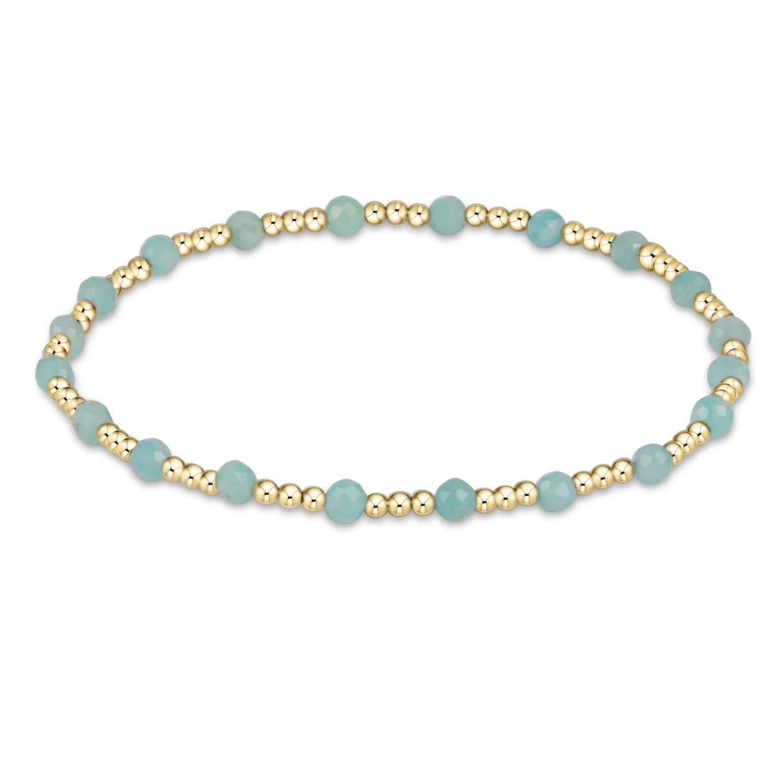 Gold Sincerity Pattern 3mm Bead Bracelet - Gemstones Womens Bracelet ENewton Amazonite 