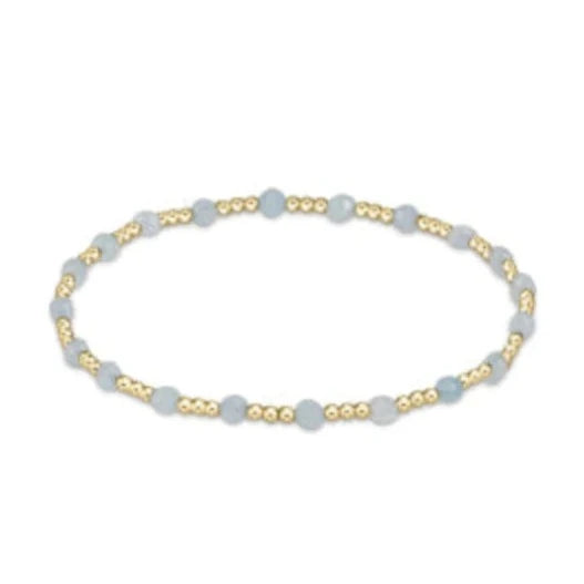 Gold Sincerity Pattern 3mm Bead Bracelet - Gemstones Womens Bracelet ENewton Aquamarine 