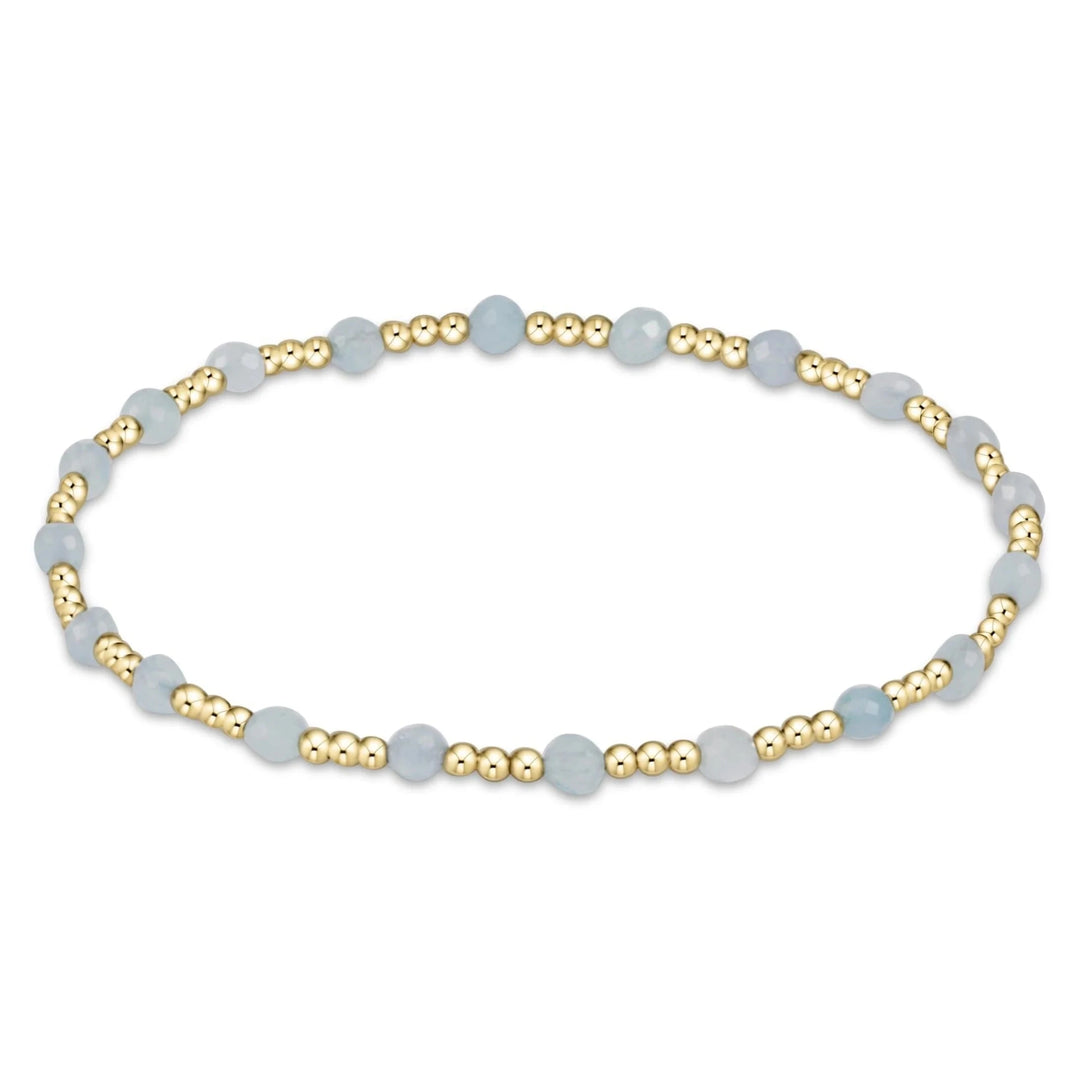 Gold Sincerity Pattern 3mm Bead Bracelet - Gemstones Womens Bracelet ENewton Aquamarine 