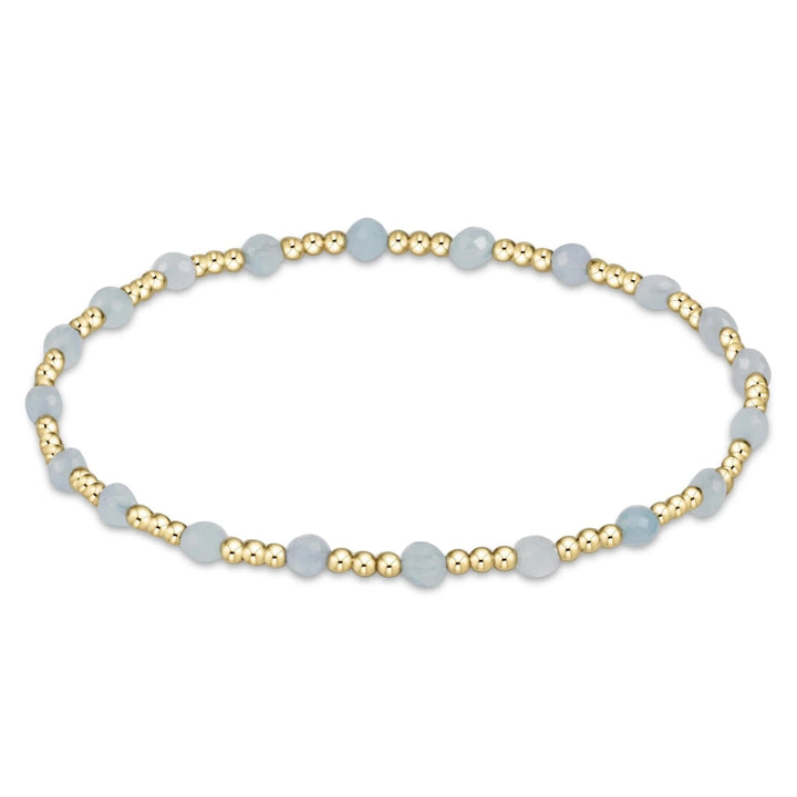 Gold Sincerity Pattern 3mm Bead Bracelet - Gemstones Womens Bracelet ENewton Aquamarine 