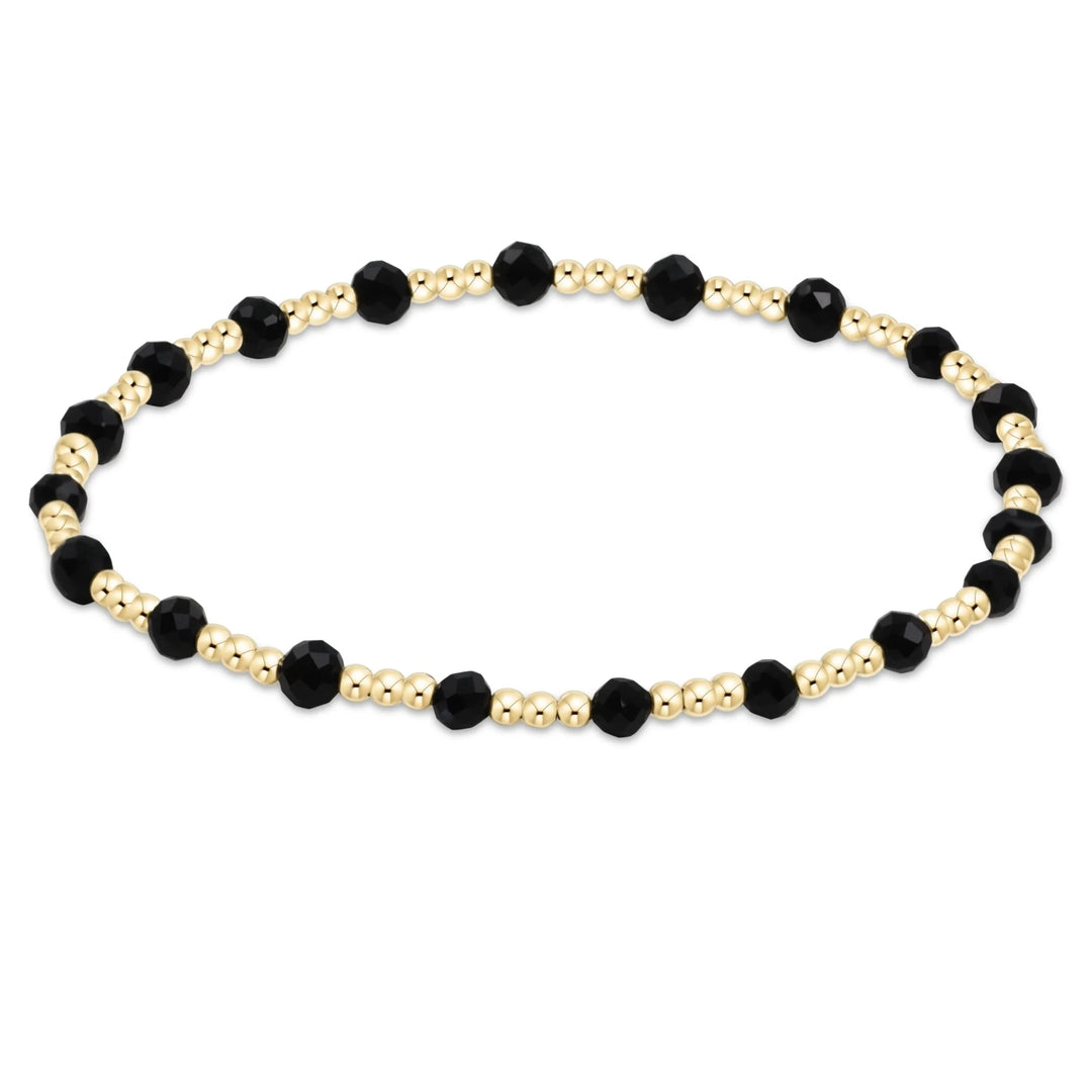 Gold Sincerity Pattern 3mm Bead Bracelet - Gemstones Womens Bracelet ENewton Faceted Onyx 