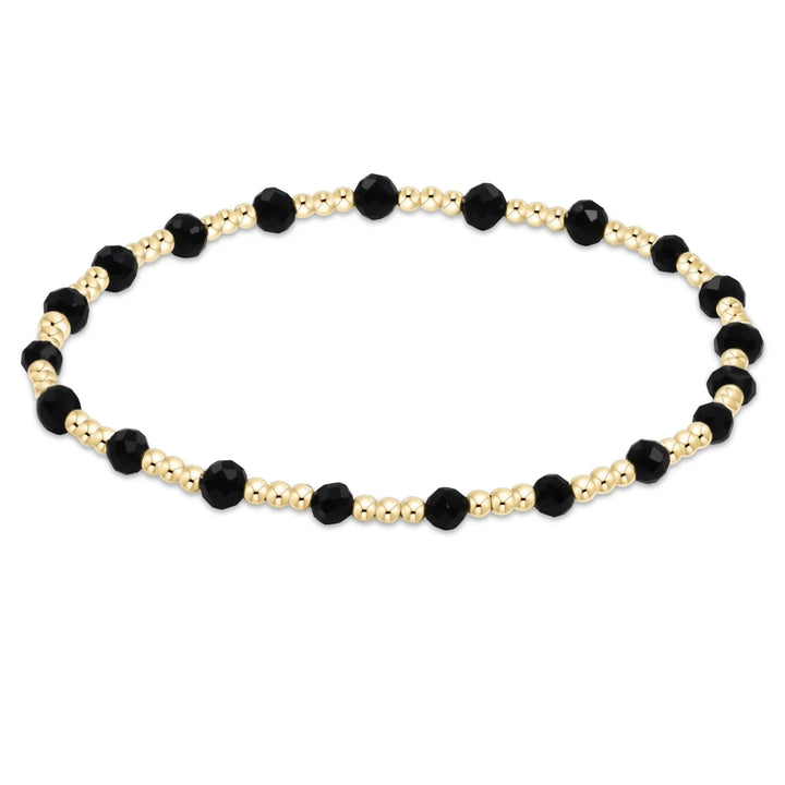Gold Sincerity Pattern 3mm Bead Bracelet - Gemstones Womens Bracelet ENewton Faceted Onyx 