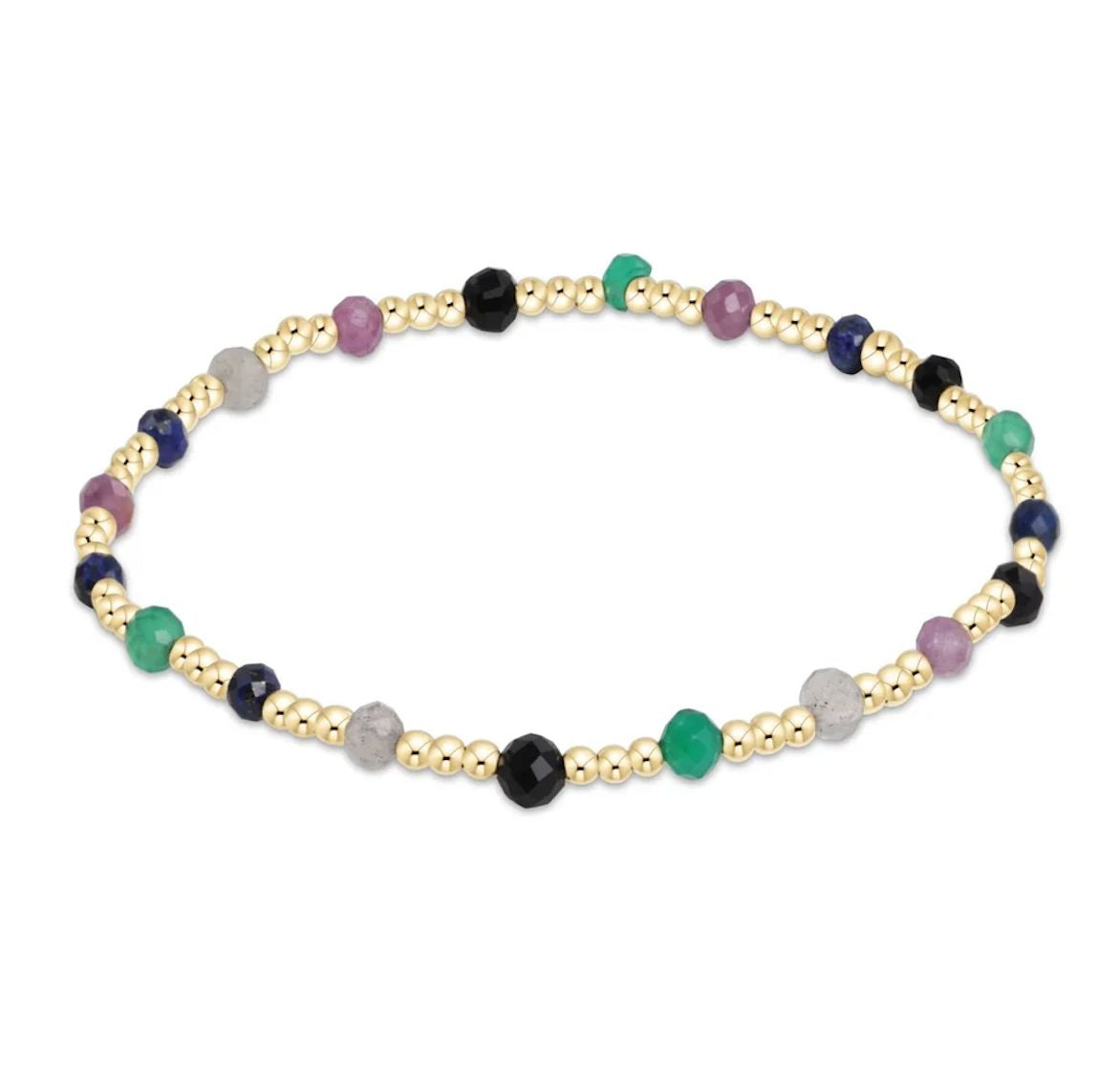 EXTENDS-GREEN ONYX 3MM GOLD SINCERITY PATTERN BRACELET main image 1
