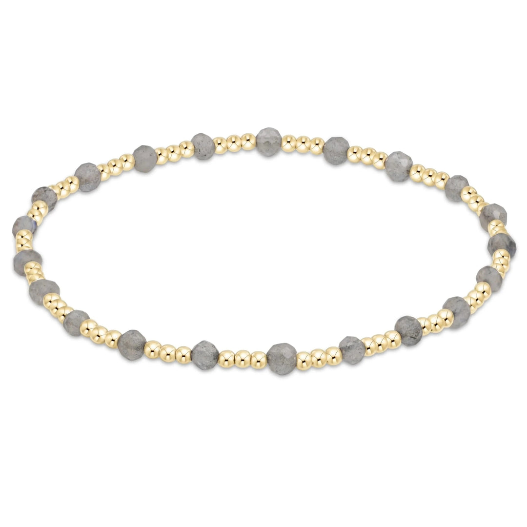 Gold Sincerity Pattern 3mm Bead Bracelet - Gemstones Womens Bracelet ENewton Labradorite 