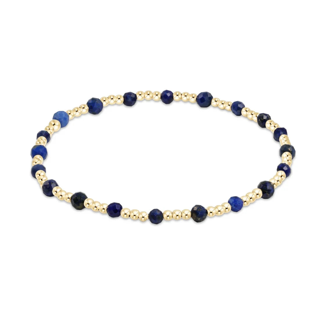 Gold Sincerity Pattern 3mm Bead Bracelet - Gemstones Womens Bracelet ENewton Lapis 
