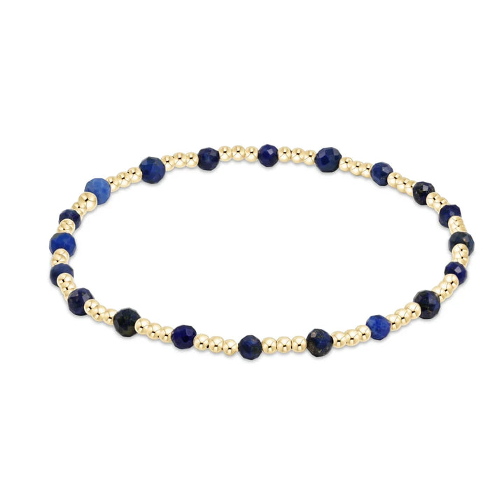 Gold Sincerity Pattern 3mm Bead Bracelet - Gemstones Womens Bracelet ENewton Lapis 