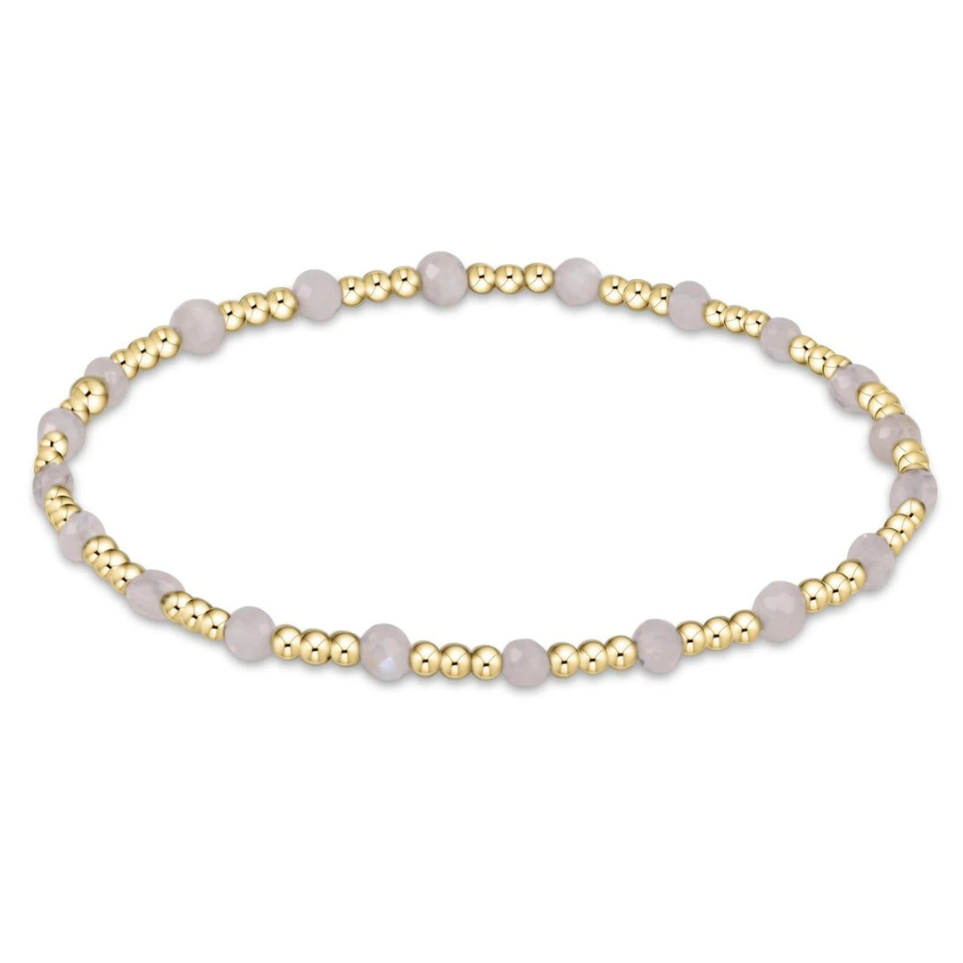 Gold Sincerity Pattern 3mm Bead Bracelet - Gemstones Womens Bracelet ENewton Moonstone 