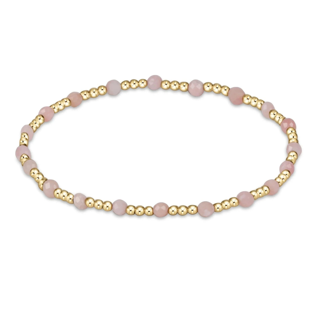 Gold Sincerity Pattern 3mm Bead Bracelet - Gemstones Womens Bracelet ENewton Pink Opal 