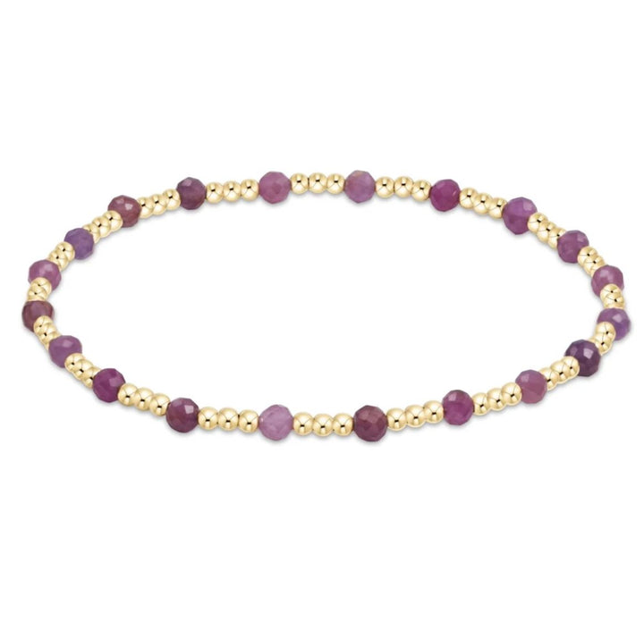 Gold Sincerity Pattern 3mm Bead Bracelet - Gemstones Womens Bracelet ENewton Ruby 