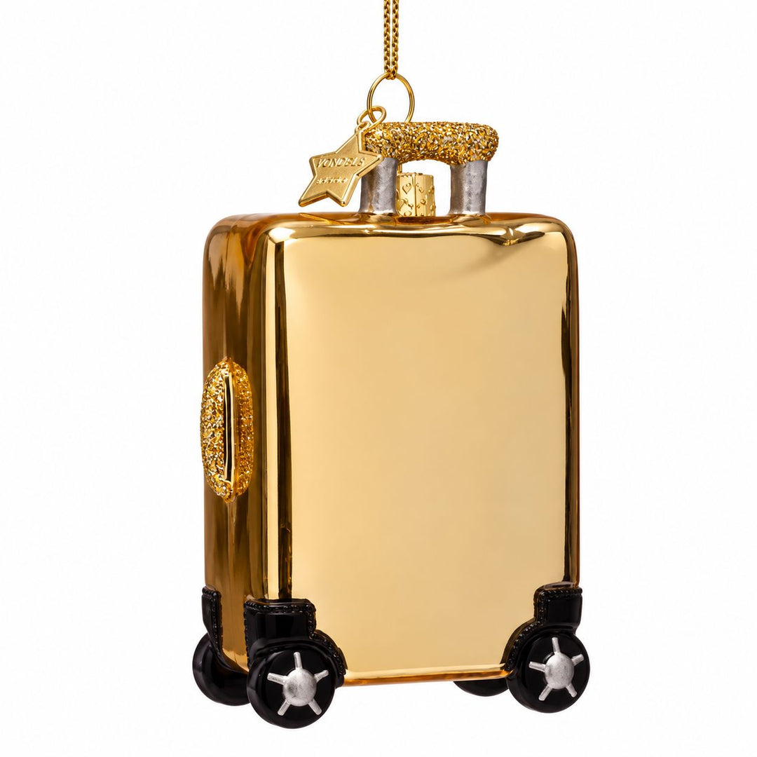 Gold Suitcase Glass Ornament Christmas Ornament Vondels 