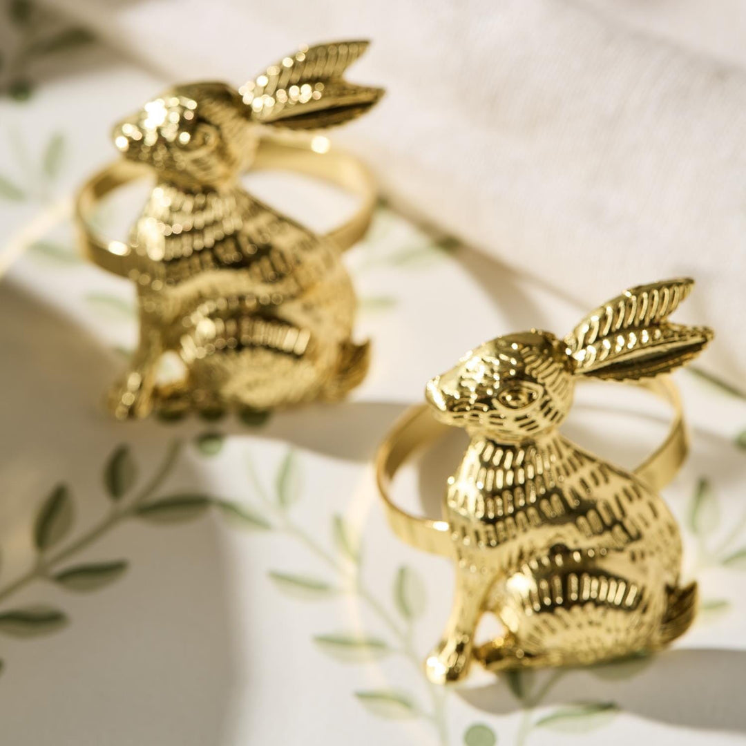 Golden Bunny Napkin Ring Napkin Rings Two's Company 