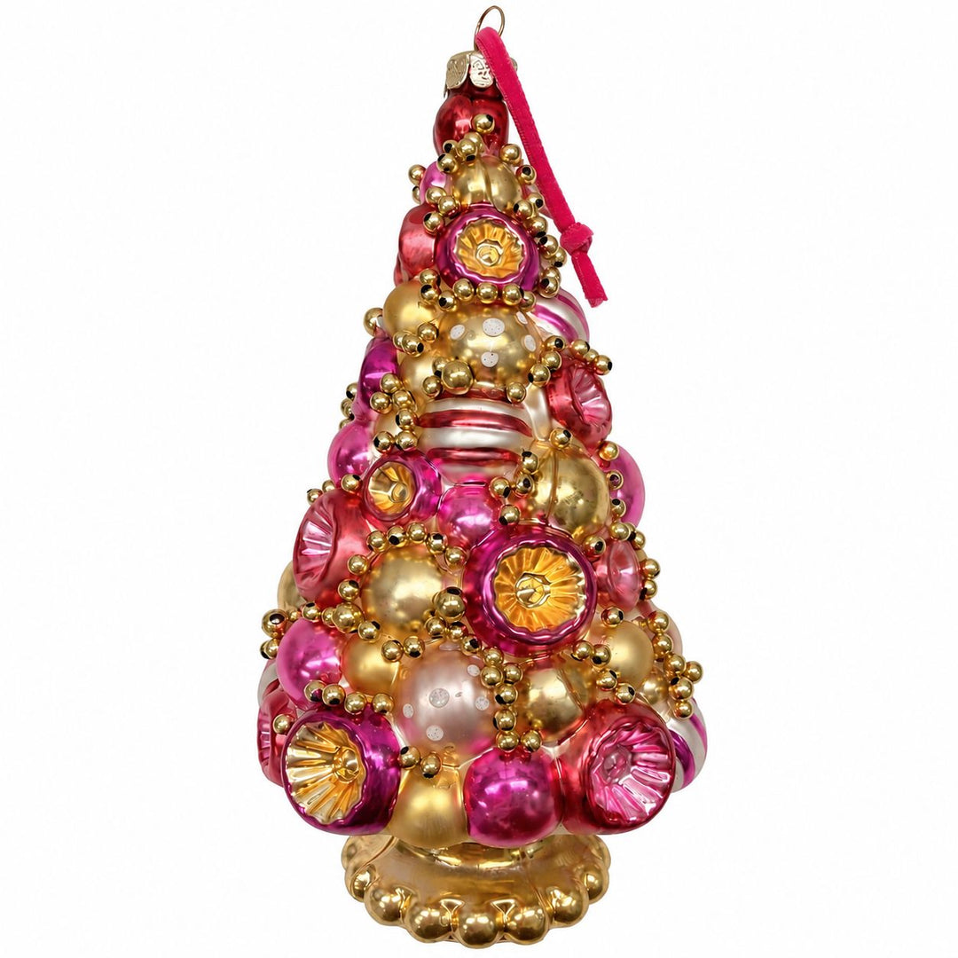 Golden Grandeur Tree Glass Ornament Christmas Ornament Park Hill Gold and Pink 