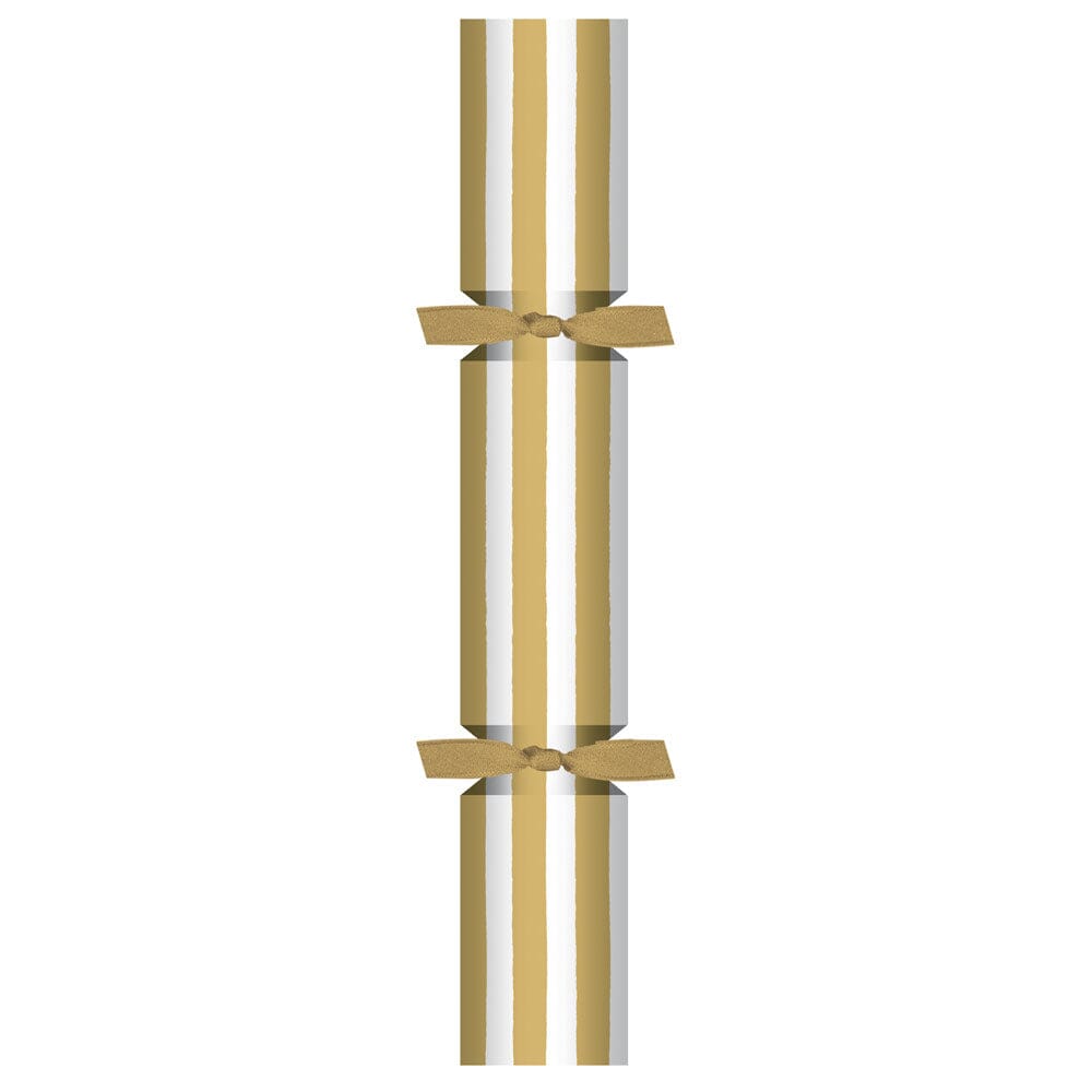 Gold/White Stripe Mini Party Crackers - Set of 12 Christmas Decor Caspari 