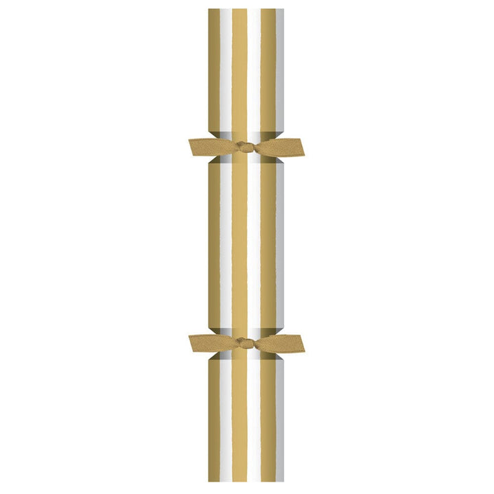 Gold/White Stripe Mini Party Crackers - Set of 12 Christmas Decor Caspari 