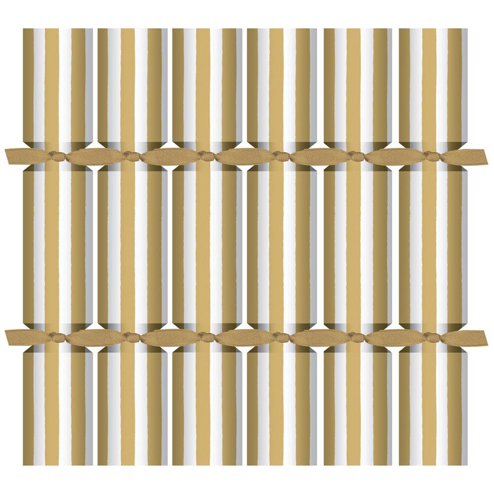 Gold/White Stripe Mini Party Crackers - Set of 12 Christmas Decor Caspari 