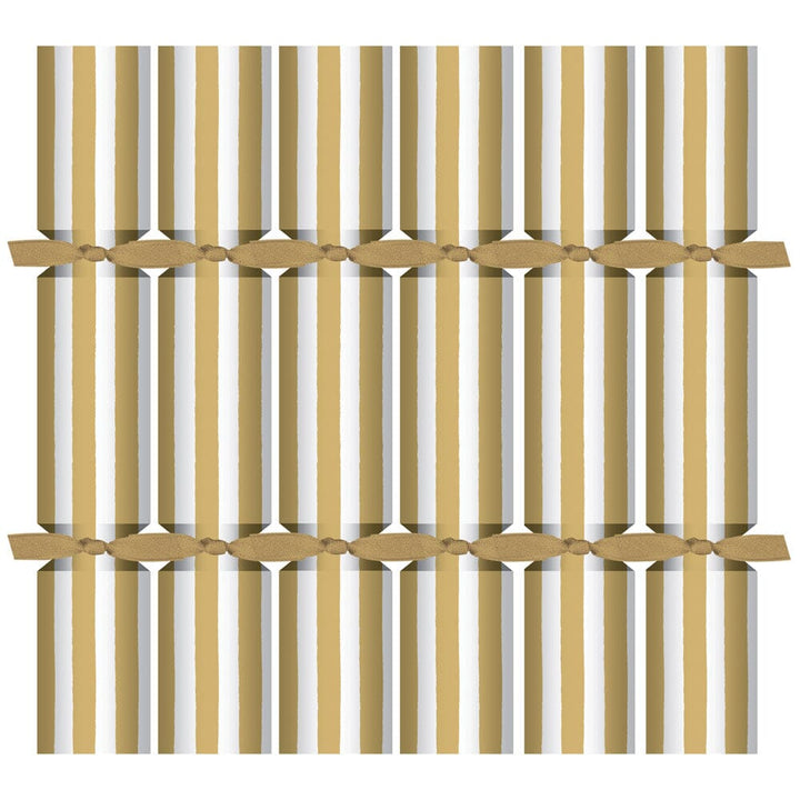 Gold/White Stripe Mini Party Crackers - Set of 12 Christmas Decor Caspari 