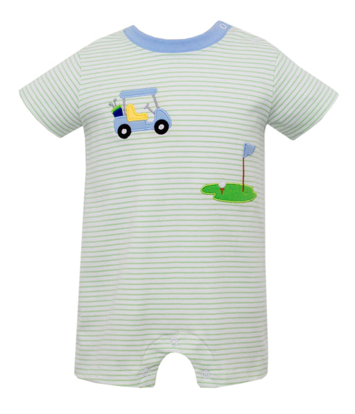 Golf Green Knit Stripe Romper Boy Romper Claire and Charlie 