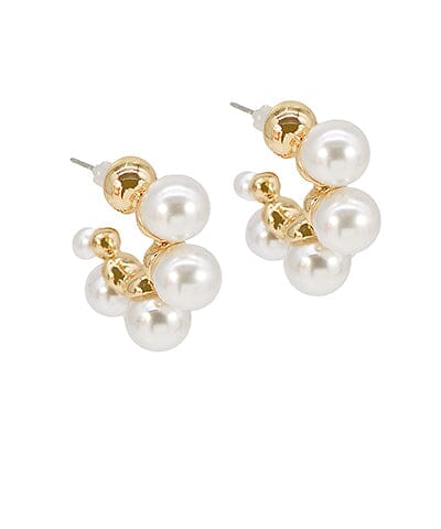 Graduated Pearl Hoop Earrings Womens Earrings Golden Stella 