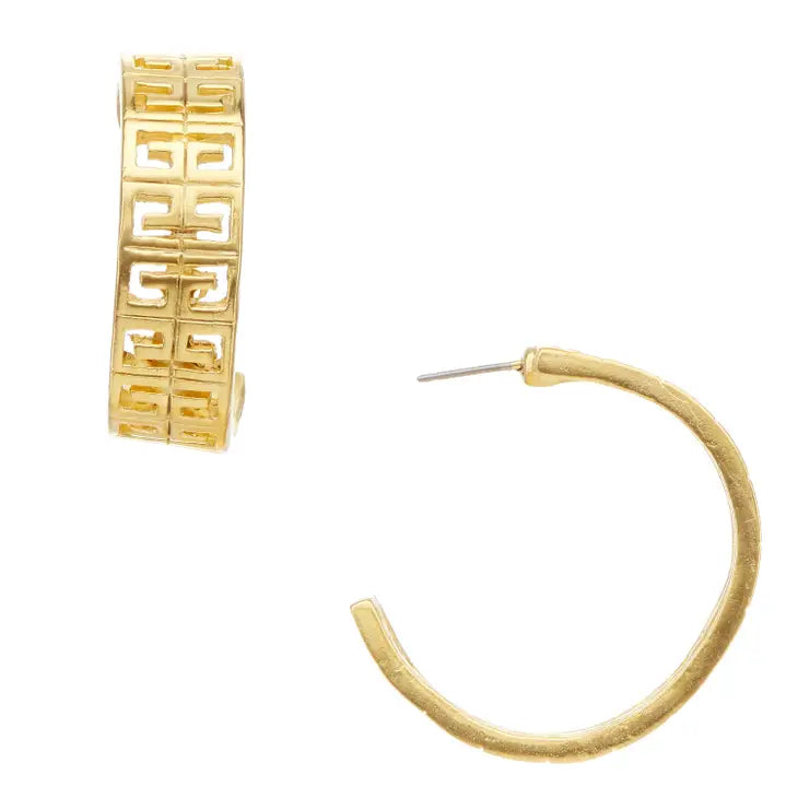 Greek Key Hoop Earrings Earrings Susan Shaw 
