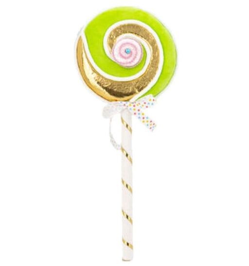 Green and Gold Swirl Lollipop Pick Christmas Decor December Diamonds 