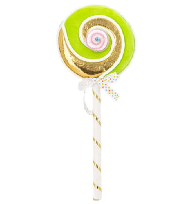 Green and Gold Swirl Lollipop Pick Christmas Decor December Diamonds 