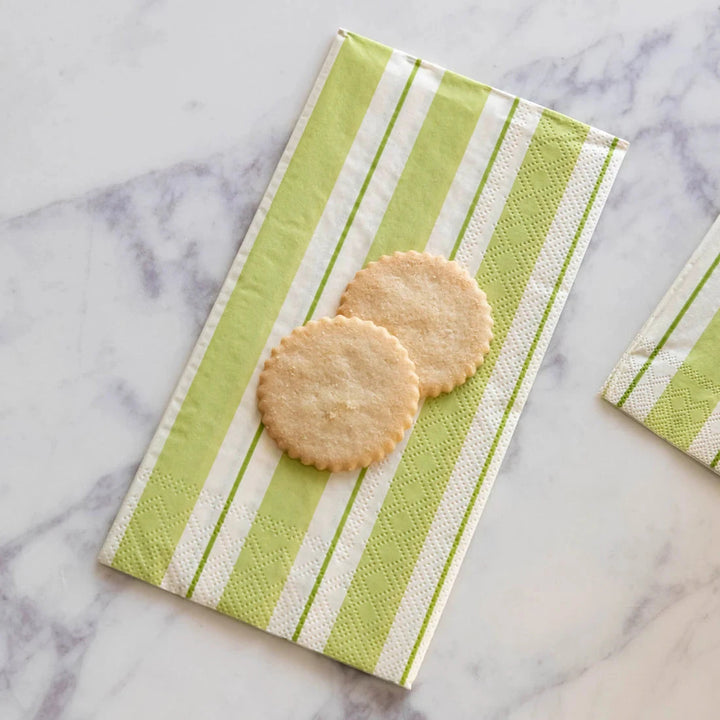 Green Awning Stripe Guest Napkins Paper Napkins Hester and Cook 