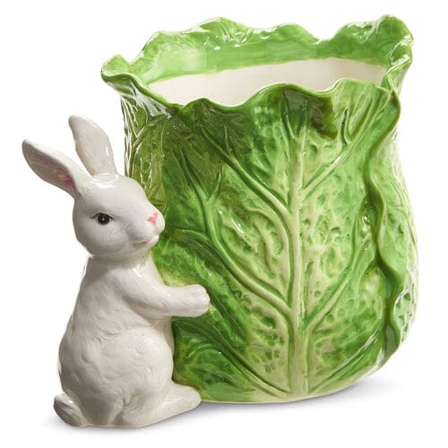 Green Cabbage Container with Bunny 9" Planter RAZ 