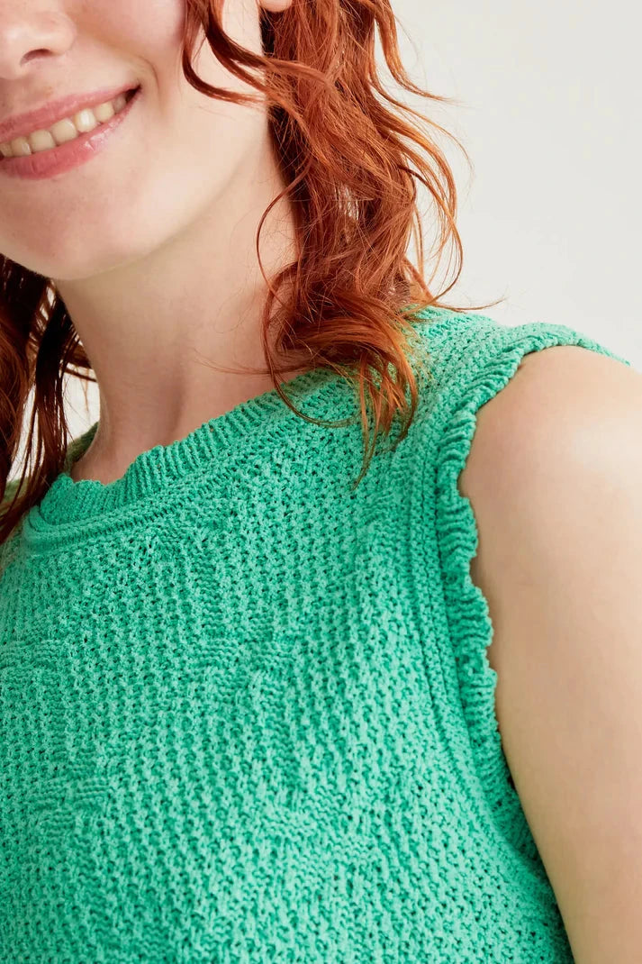Green Chain-Stitched Embroidered Top Womens Shirt Compania Fantastica 