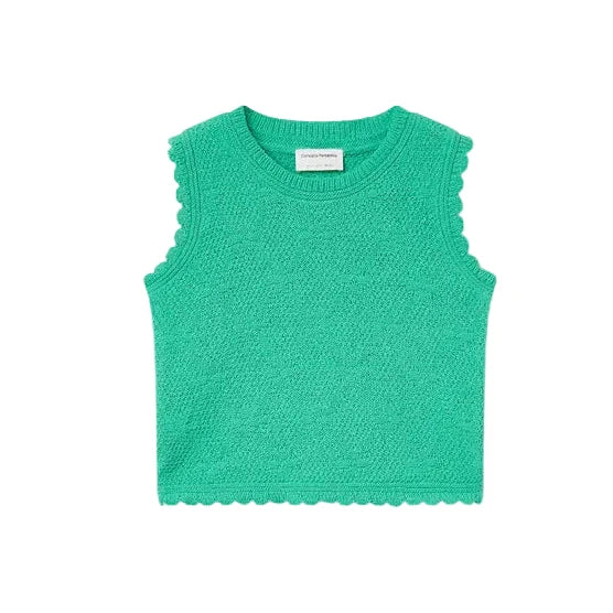 Green Chain-Stitched Embroidered Top Womens Shirt Compania Fantastica 