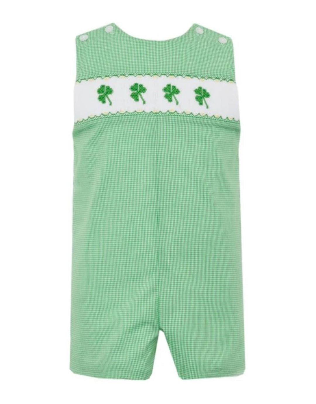 Green Gingham Smocked Shamrock Jon Jon Boy Jon Jon Petit Bebe 