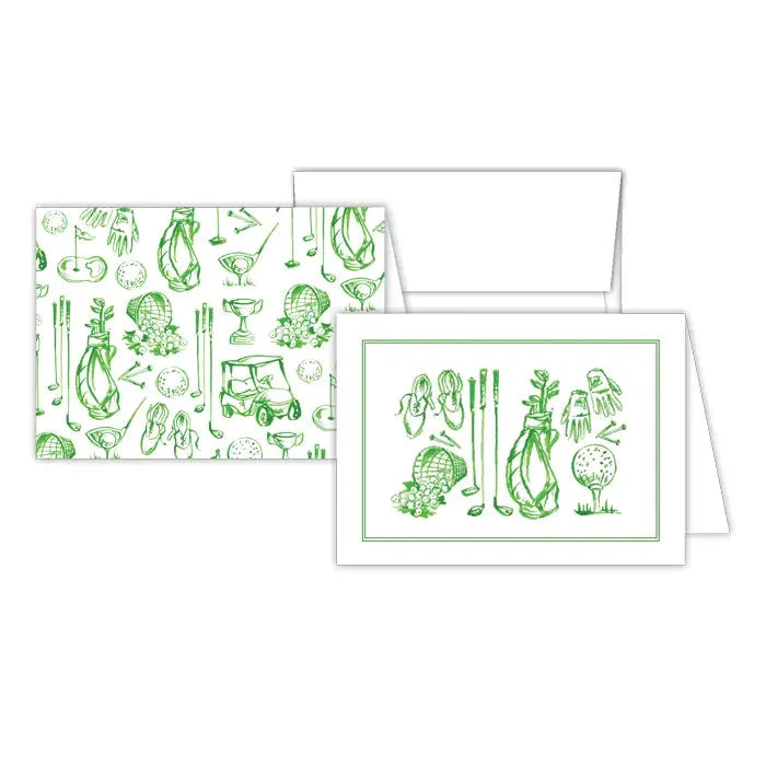 Green Golf Toile Petite Notecard Combo Notecards Rosanne Beck 