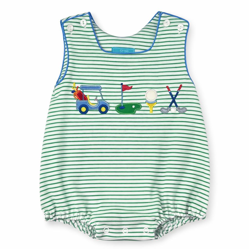 Green Knit Stripe Sleeveless Sunbubble Boy Bubble Claire and Charlie 