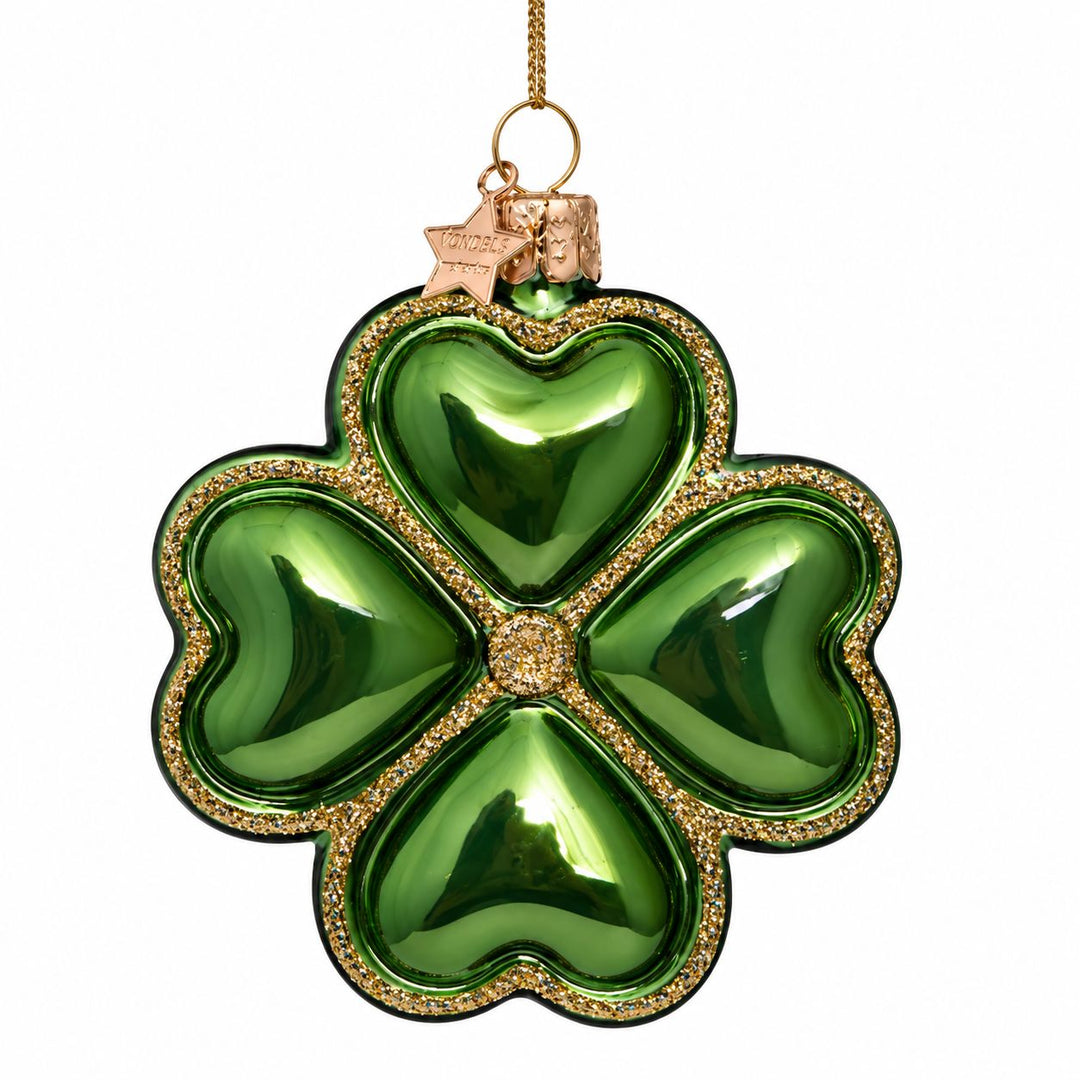 Green Opal Clover Glass Ornament Christmas Ornament Vondels 