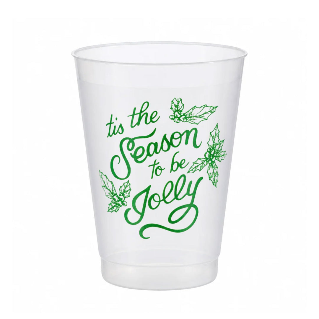 Green Tis The Season To Be Jolly Shatterproof Cups Drinkware Rosanne Beck 