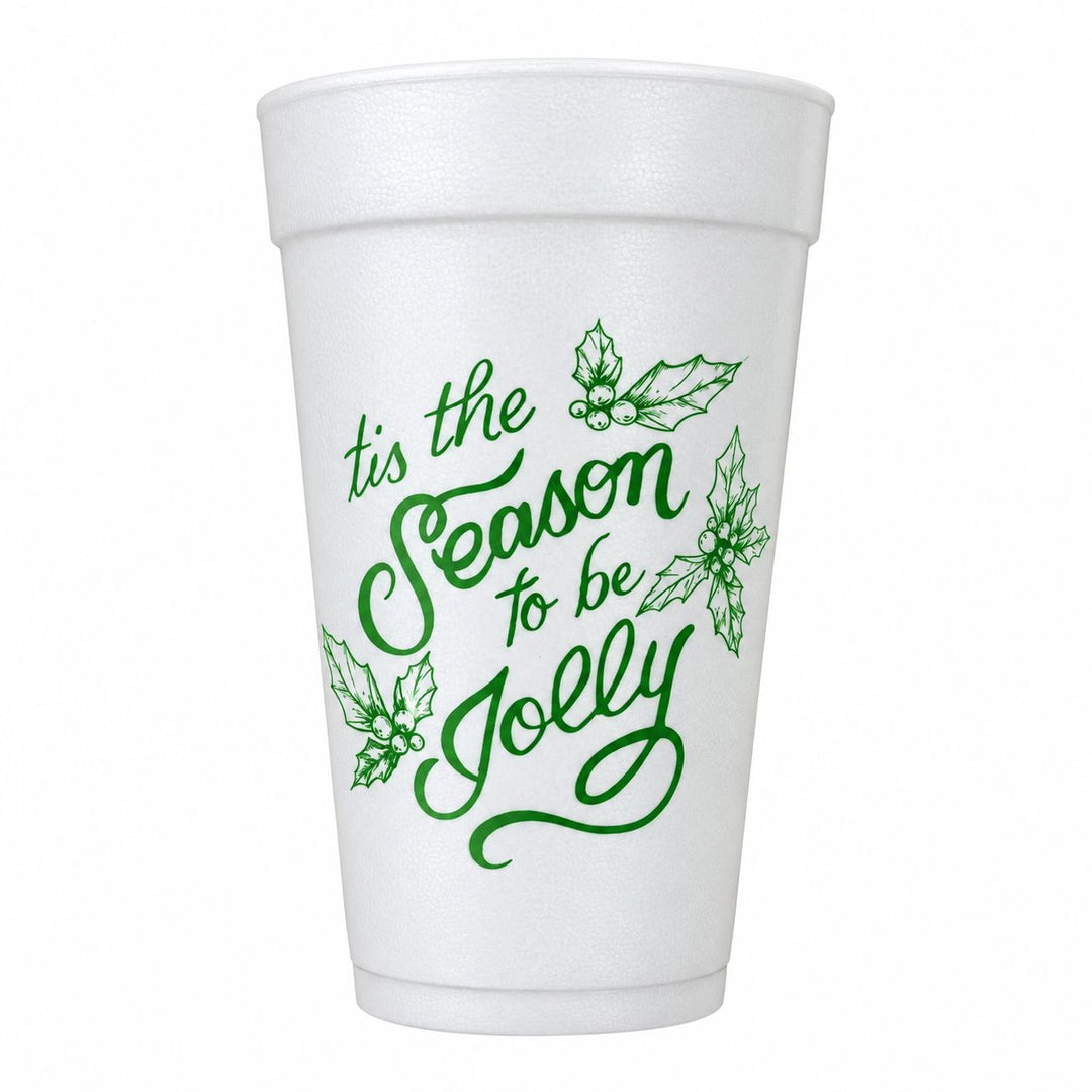 Green Tis The Season To Be Jolly Styrofoam Cups Styrofoam Cups Rosanne Beck 