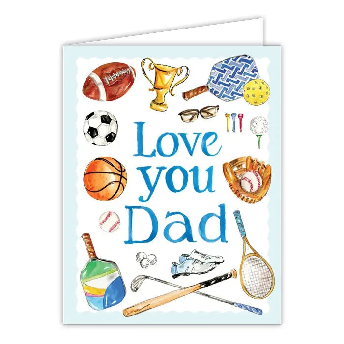 Greeting Card- Love You Dad Sports Icons Gift Tags & Labels Rosanne Beck 