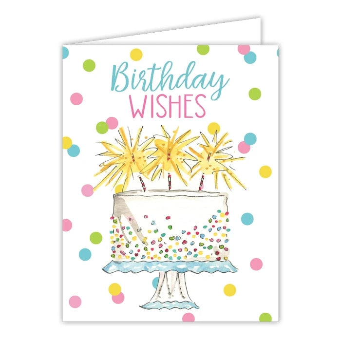 Greeting Cards Gift Card Rosanne Beck Birthday Wishes White Cake with Sparklers 