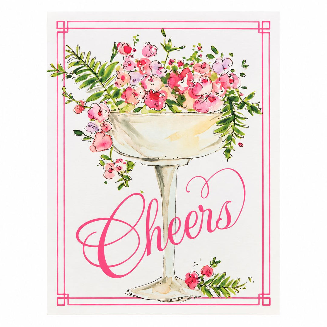 Greeting Cards Gift Card Rosanne Beck Cheers Champagne Glass Filled With Flowers 