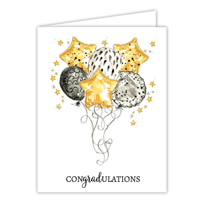 Greeting Cards Gift Card Rosanne Beck Congratulations Black & Gold Balloons 