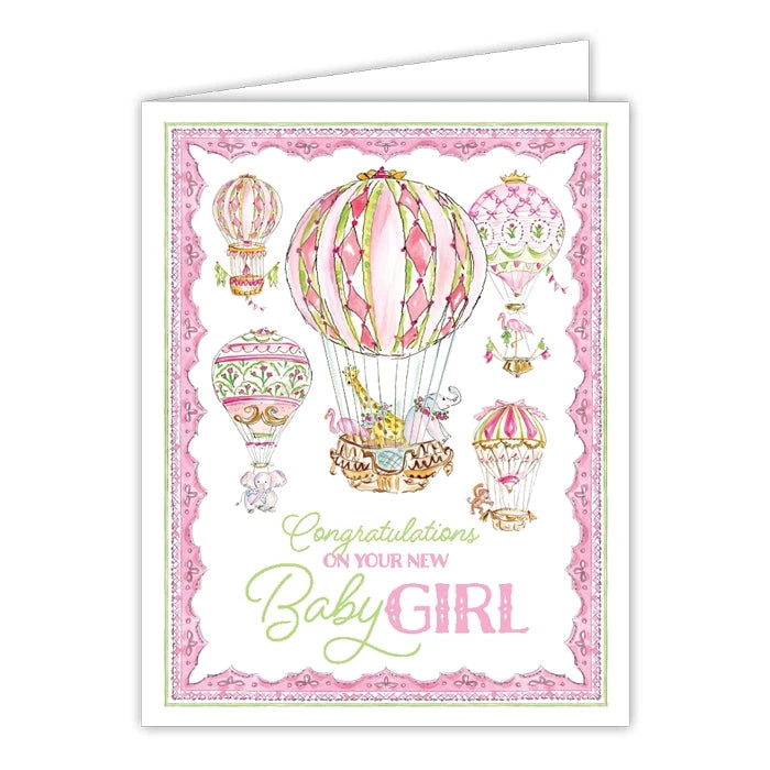 Greeting Cards Gift Card Rosanne Beck Congratulations On Baby Girl Hot Air Balloon 