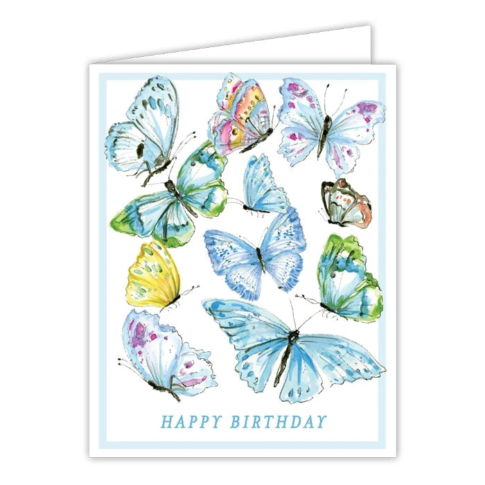 Greeting Cards Gift Card Rosanne Beck Happy Birthday Blue Butterflies 
